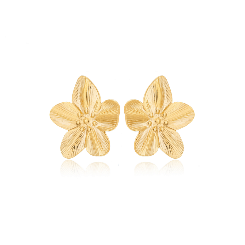Brinco Flor de Cerejeira Banhado a Ouro 18k
