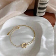 Pulseira Círculos Entrelaçados Banhada a Ouro 18k