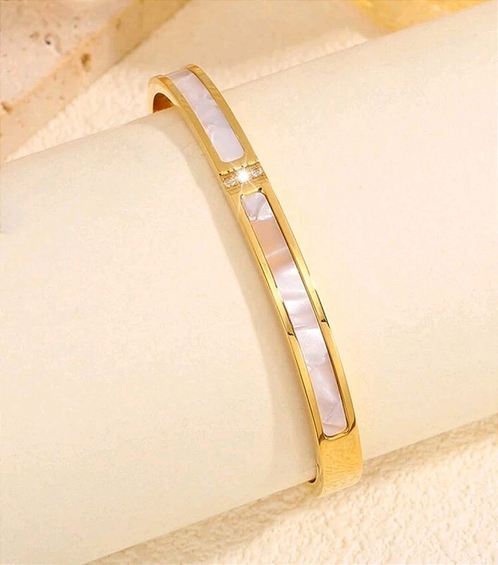 Bracelete Madrepérola Banhado a Ouro 18k