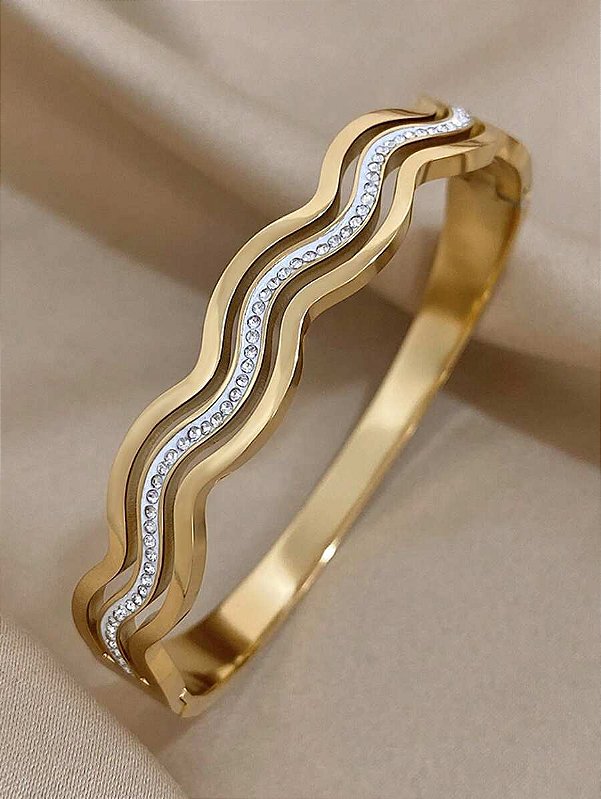Bracelete Ondas do Mar Banhado a Ouro 18k
