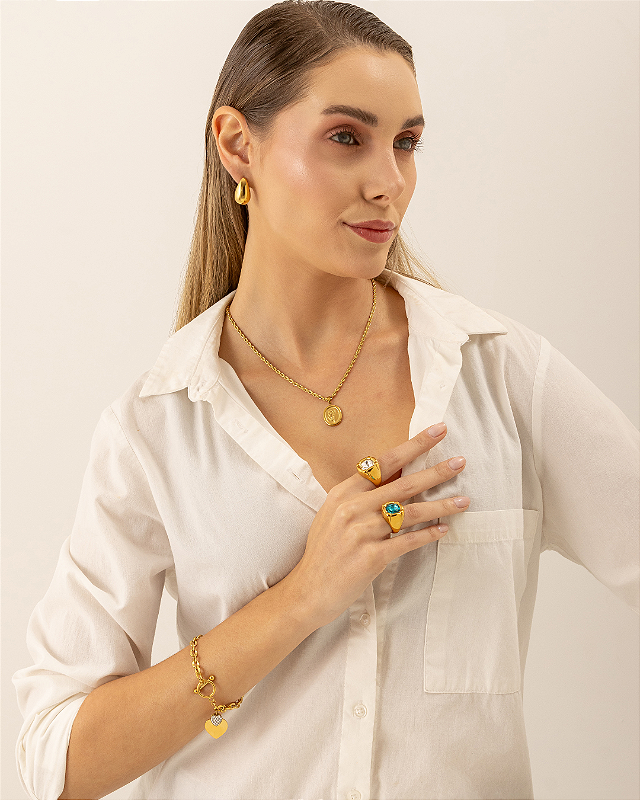 Colar Girassol Banhado a Ouro 18k