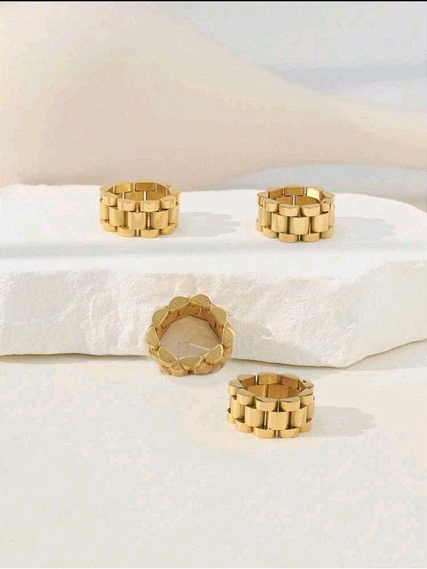 Anel Corrente de Relógio Banhado a Ouro 18k