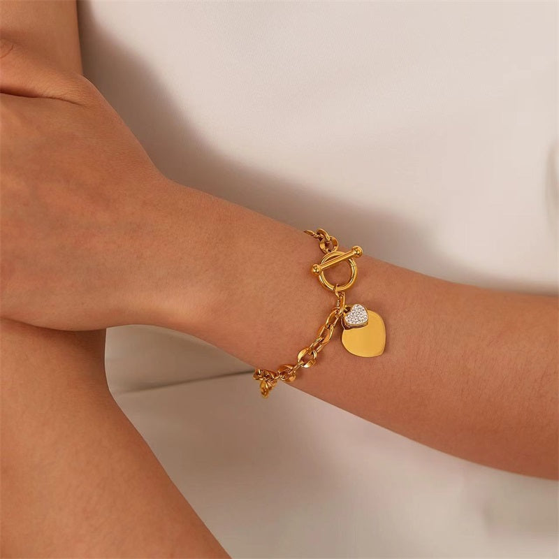 Pulseira Amor com Fecho T Banhada a Ouro 18k