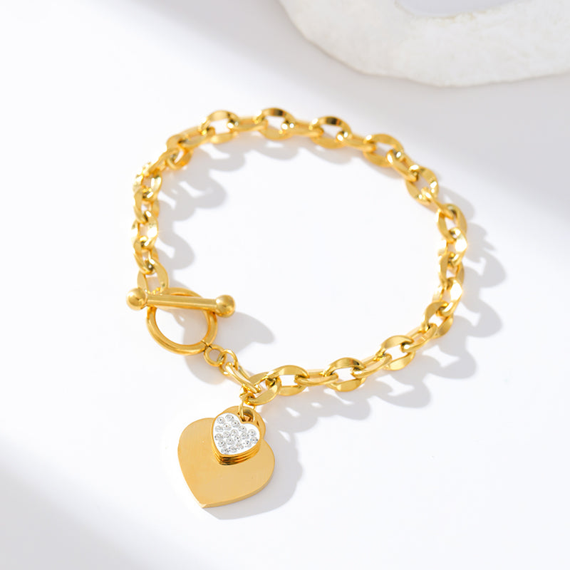 Pulseira Amor com Fecho T Banhada a Ouro 18k