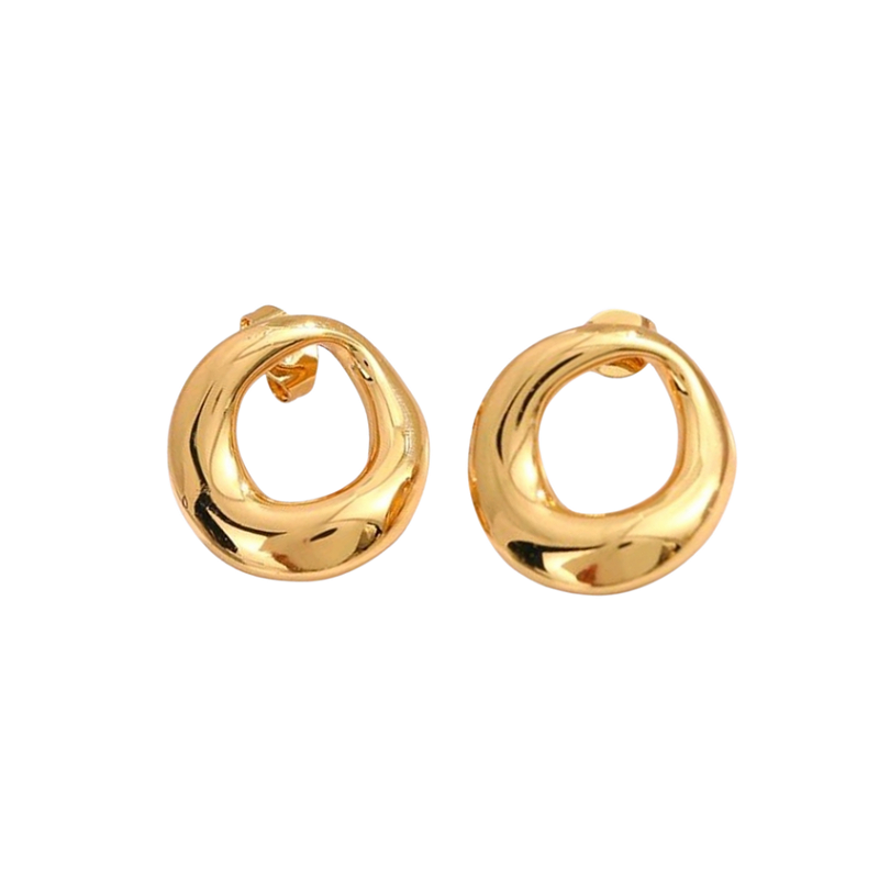 Brinco Orgânico Pequeno Banhado a Ouro 18k