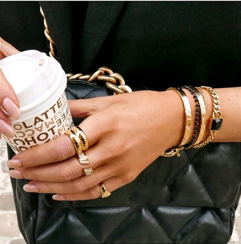 Anel Waves Banhado a Ouro 18k