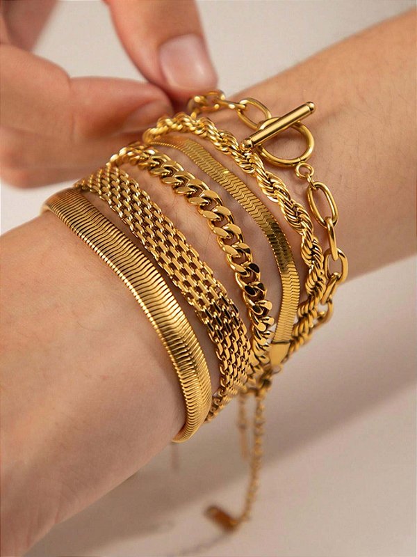 Pulseira Cordão Torcido 5mm Banhada a Ouro 18k