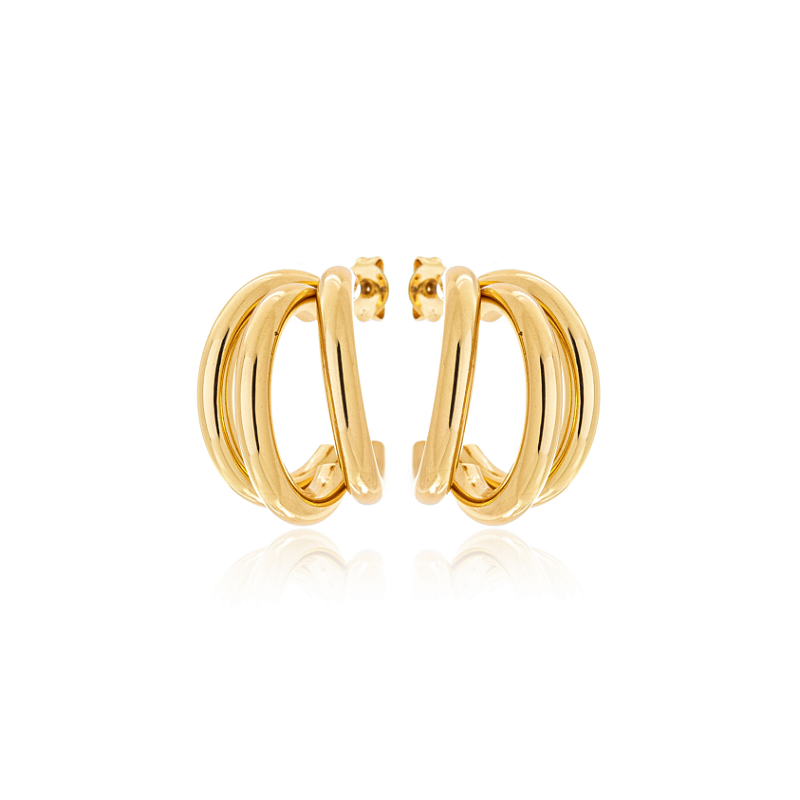 Brinco Argola Tripla Banhado a Ouro 18k