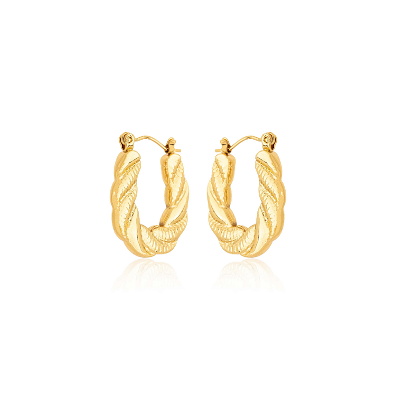 Brinco Argola Desenhada com Fecho Italiano Banhado a Ouro 18k