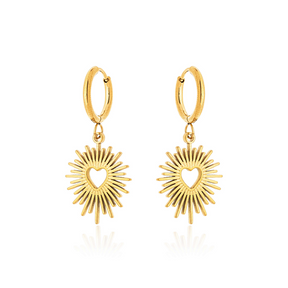 Brinco Argolinha Coração Sagrado Banhado a Ouro 18k