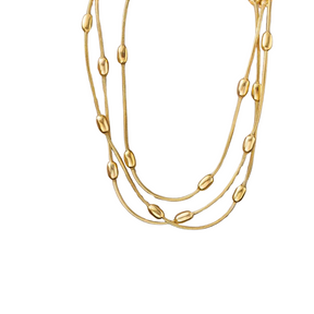 Colar Longo Bolinhas Banhado a Ouro 18k