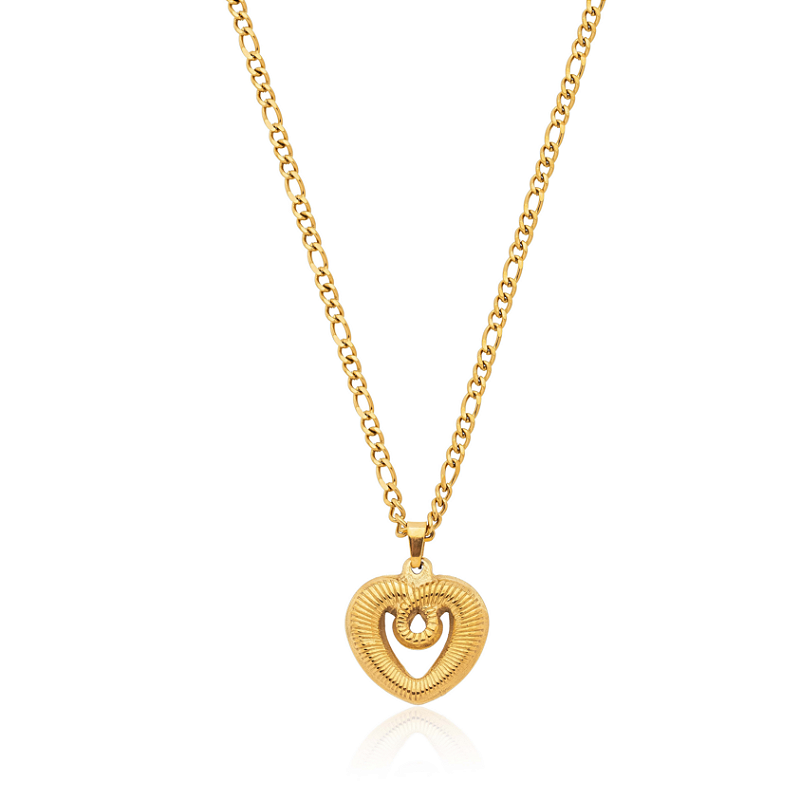 Colar Pingente Coração com Voltinha Banhado a Ouro 18k
