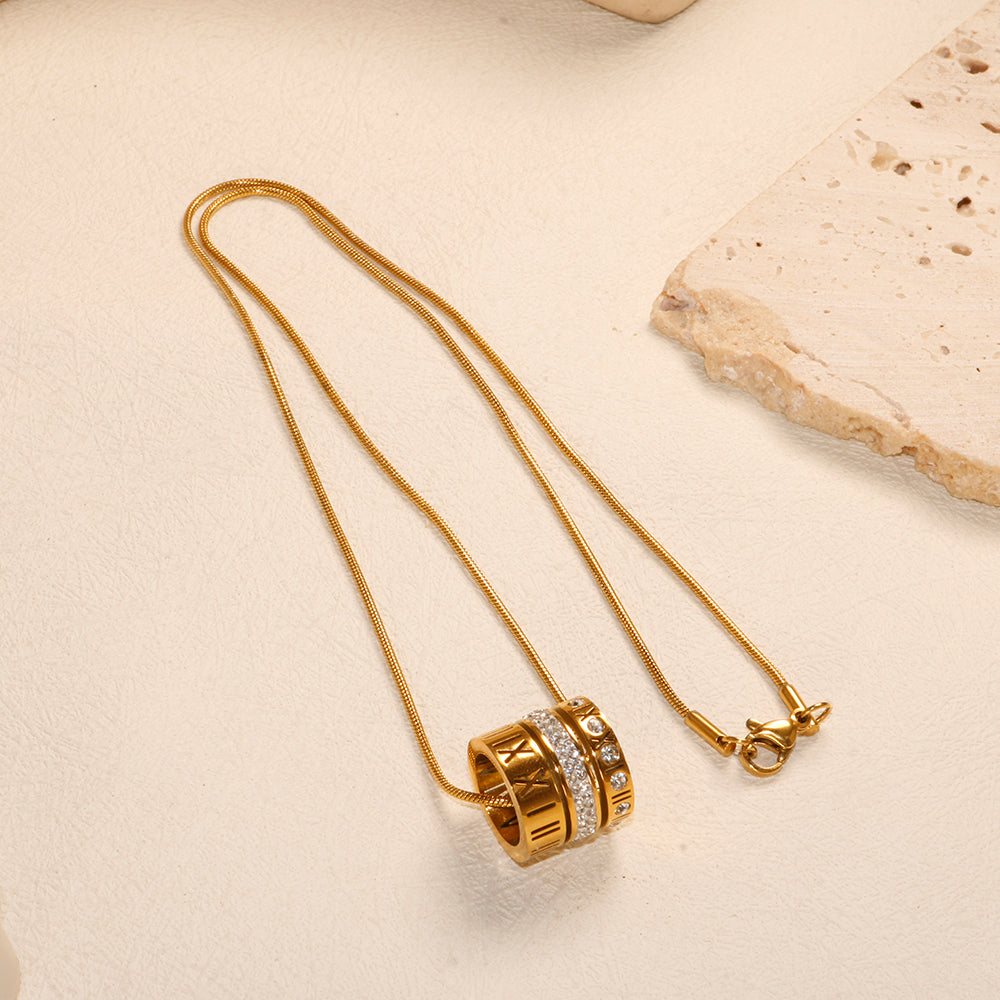 Colar Anel Triplo Roma Banhado a Ouro 18k