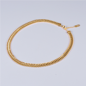 Colar Malha Achatada Banhado a Ouro 18k
