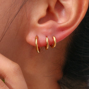 Trio de Argolinhas Lisas (PP, P e M) Banhadas a Ouro 18k