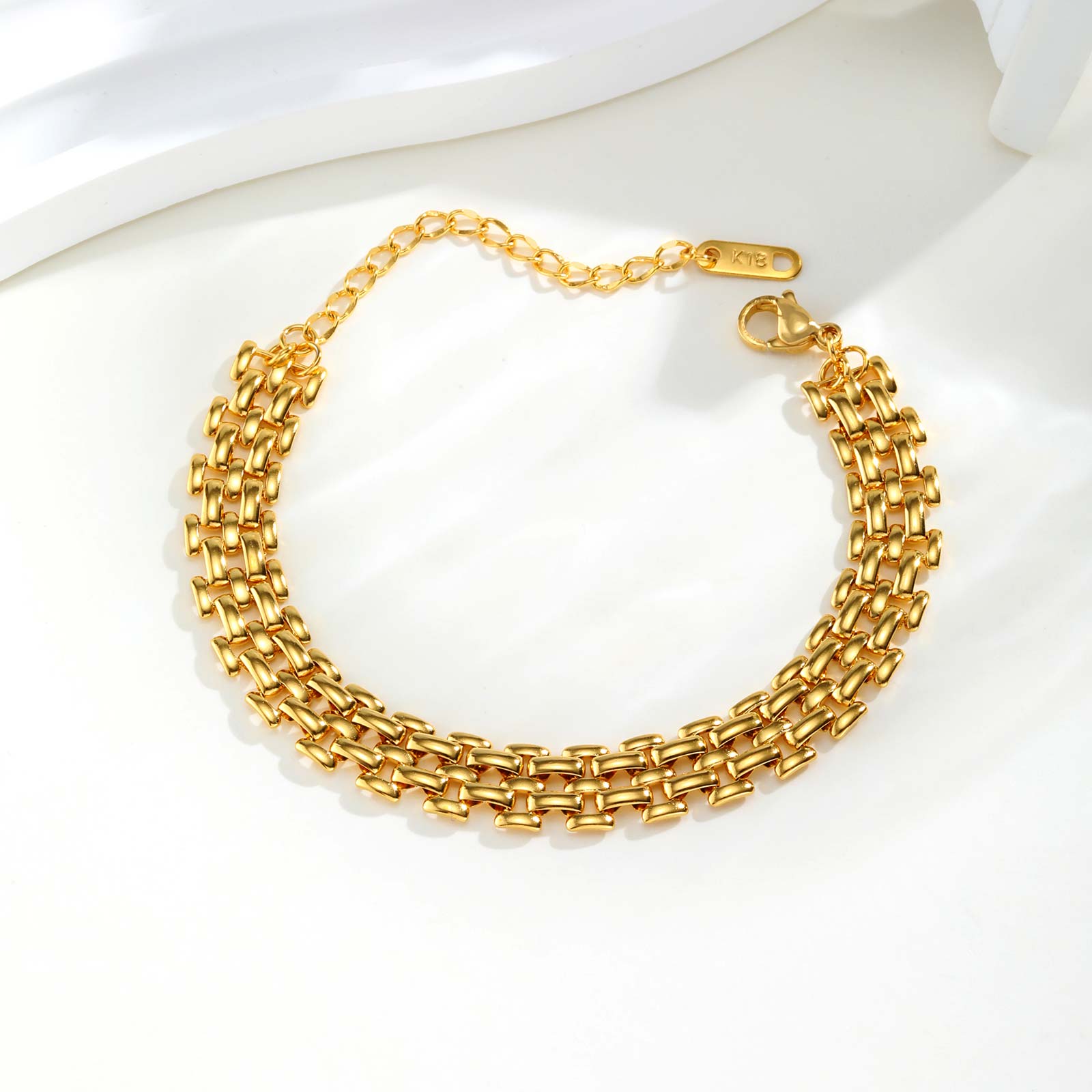 Pulsera Corrente de Relógio Banhada a Ouro 18k