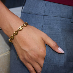 Pulseira Corações em 3d Banhada a Ouro 18k