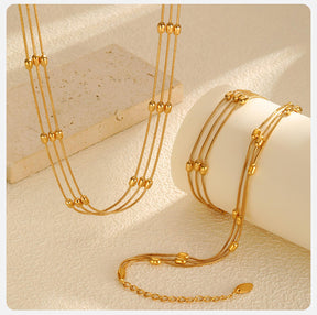 Pulseira 3 Fios com Bolinhas Banhada a Ouro 18k