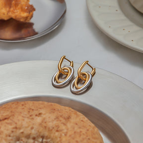 Brinco Argola Duo Círculos Banhado a Ouro 18k