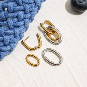 Brinco Argola Duo Círculos Banhado a Ouro 18k