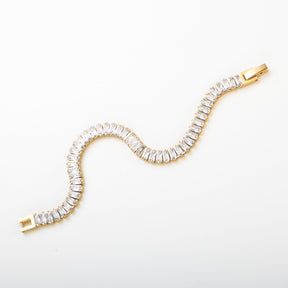 Pulseira Riviera Baguete Banhada a Ouro 18k