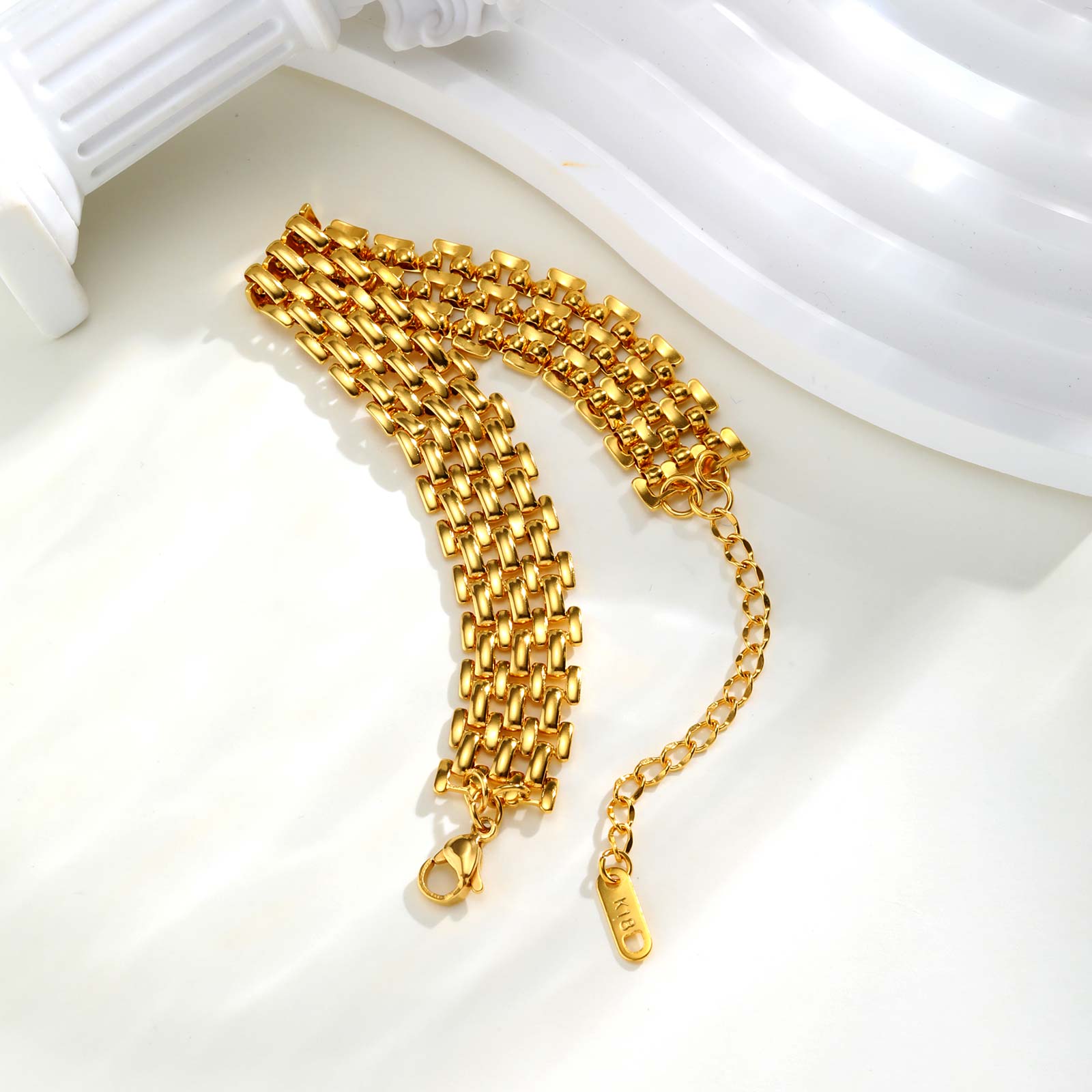 Pulsera Corrente de Relógio Banhada a Ouro 18k