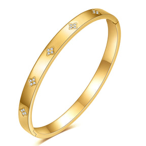 Bracelete Trevo em Flor Banhado a Ouro 18k