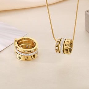 Colar Anel Triplo Roma Banhado a Ouro 18k