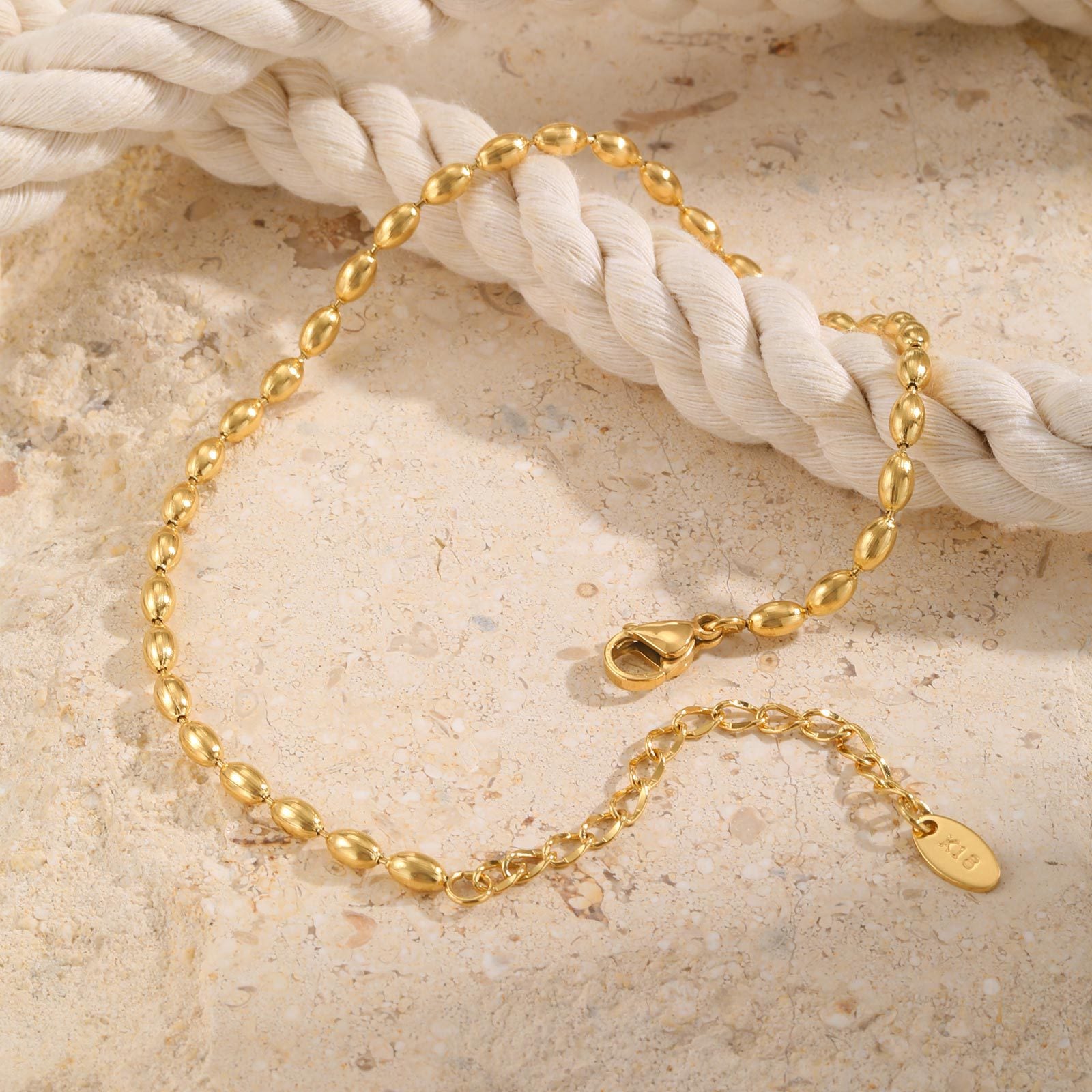 Tornozeleira Bolinhas Banhada a Ouro 18k