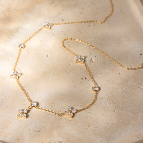 Colar Jardim Flor em Trevo Banhado a Ouro 18k