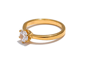 Anel Solitário Zircônia 5mm Banhado a Ouro 18k