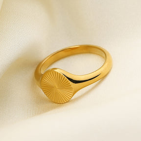 Anel de Dedinho Raios de Sol Banhado a Ouro 18k