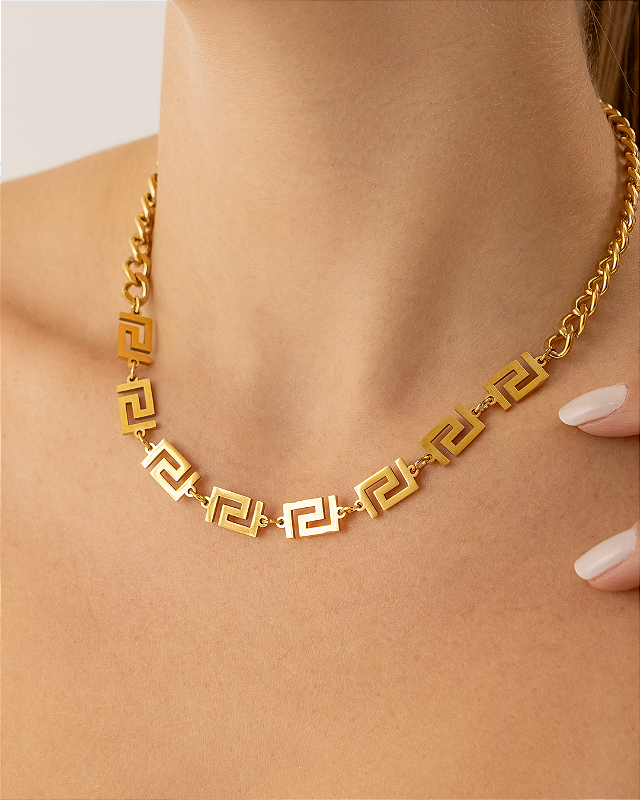 Colar Espirais Banhado a Ouro 18k