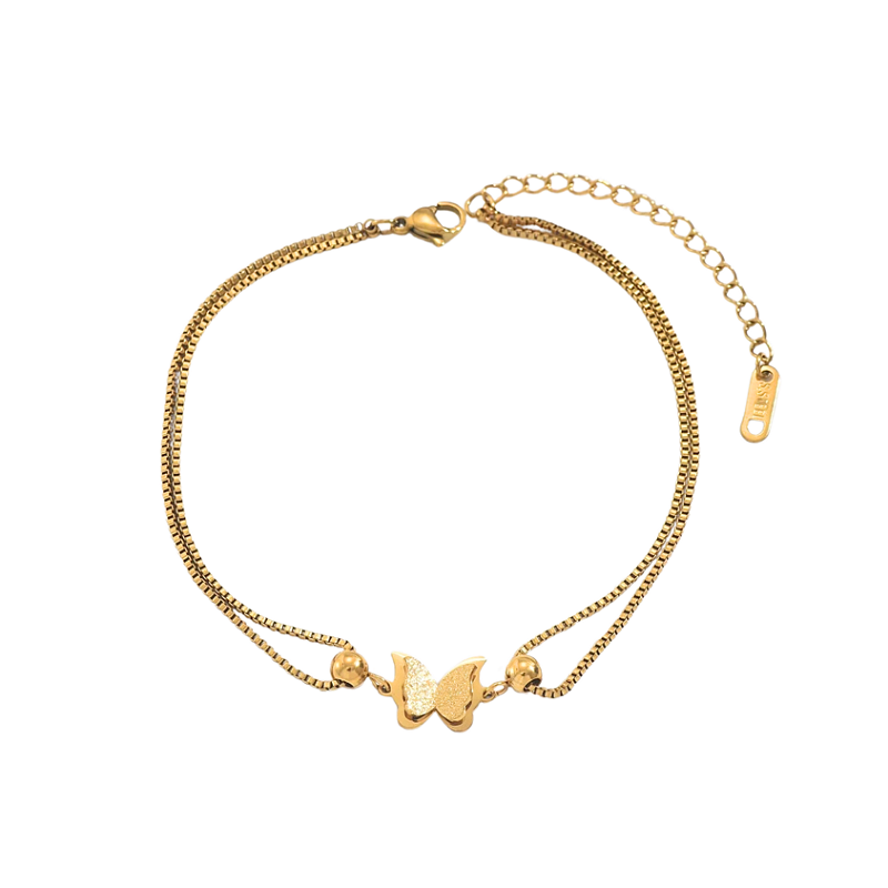 Tornozeleira Borboleta Banhada a Ouro 18k