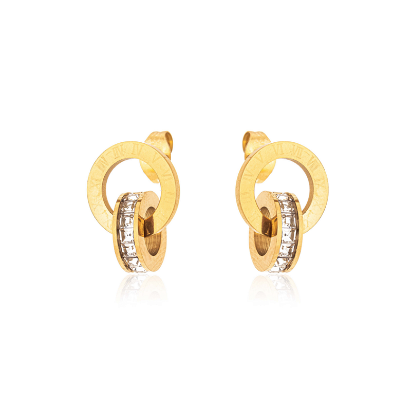 Brinco Círculos Entrelaçados Banhado a Ouro 18k