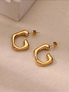 Brinco Argola Estilizada Banhado a Ouro 18k