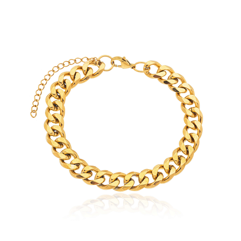 Pulseira Corrente Grossa Banhada a Ouro 18k