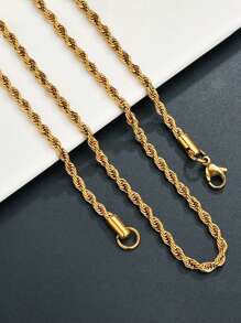 Colar Cordão Torcido 4mm Banhado a Ouro 18k