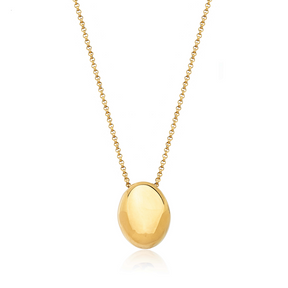 Colar Longo Pingente Oval Banhado a Ouro 18k
