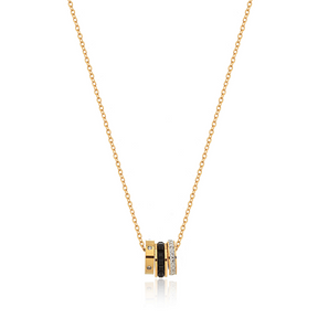 Colar Anel Triplo Banhado a Ouro 18k