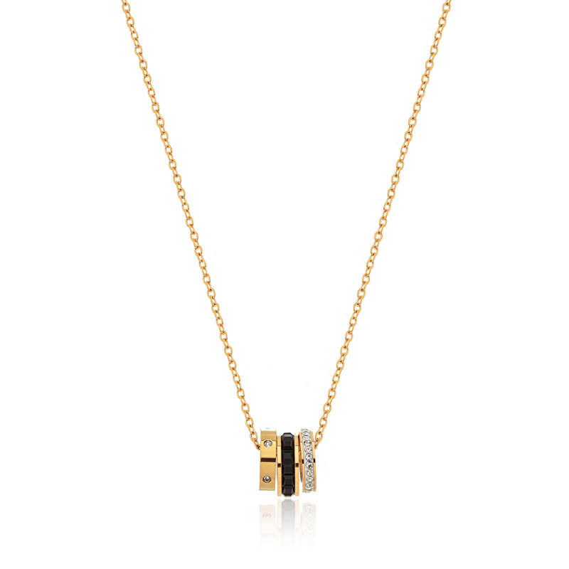 Colar Anel Triplo Banhado a Ouro 18k