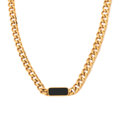 Colar Correntaria com Pedra Ônix Banhado a Ouro 18k