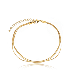 Tornozeleira 3 Fios Banhada a Ouro 18k