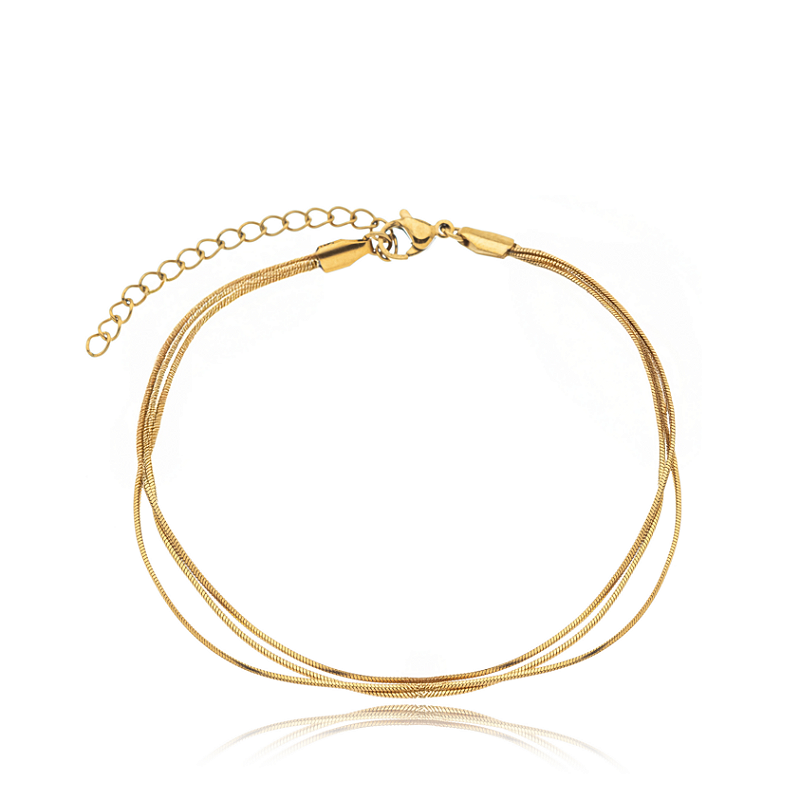 Tornozeleira 3 Fios Banhada a Ouro 18k