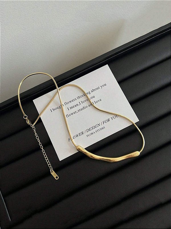 Colar Forma Orgânica Banhado a Ouro 18k