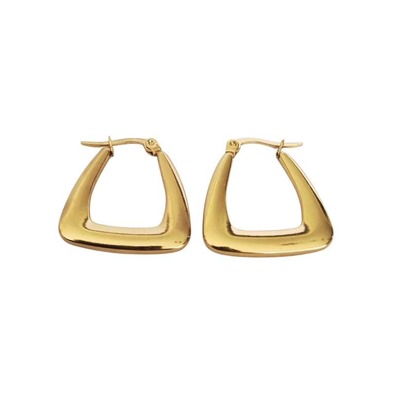 Brinco Argola Quadrada Banhada a Ouro 18k