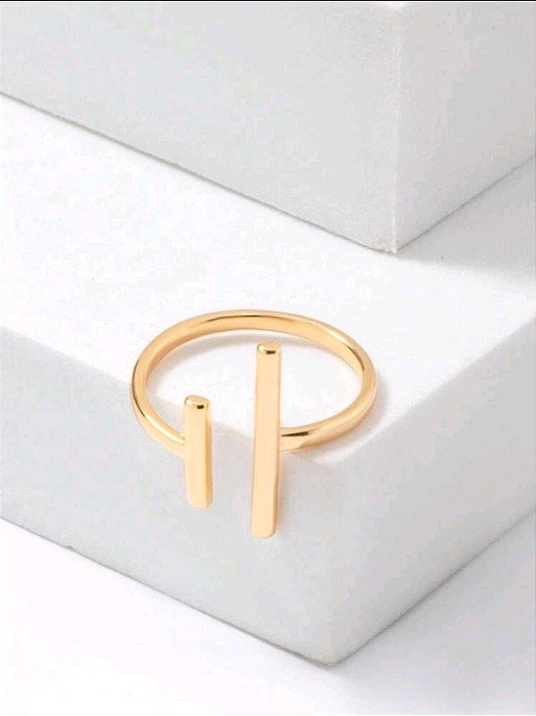 Anel Ajustável Barras Banhado a Ouro 18k