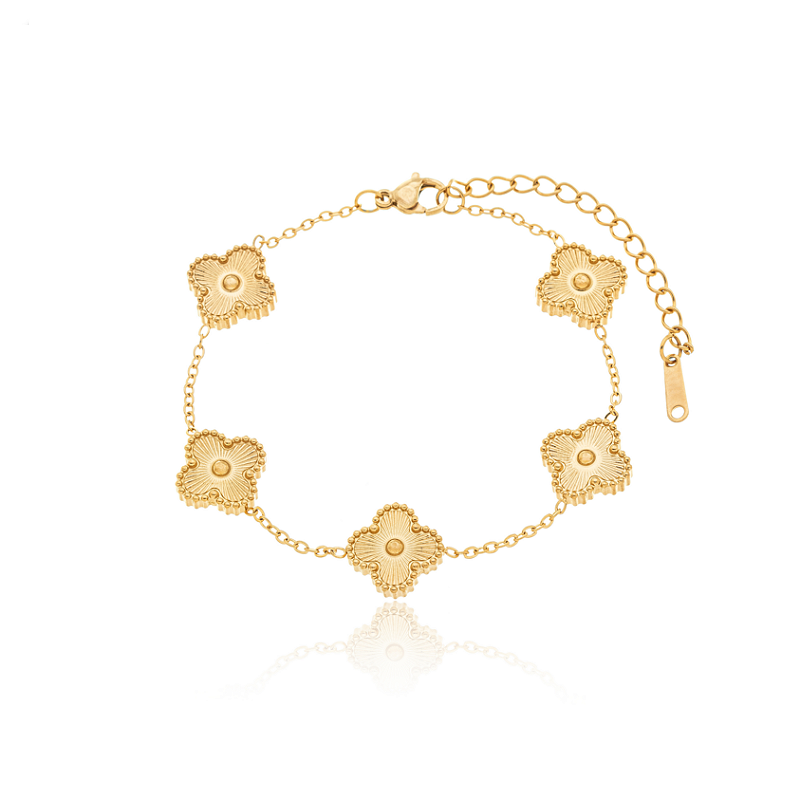 Pulseira Trevos Dourados Banhada a Ouro 18k