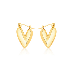 Brinco Coração 3D Banhado a Ouro 18k