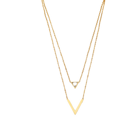 Colar Duplo V Banhado a Ouro 18k